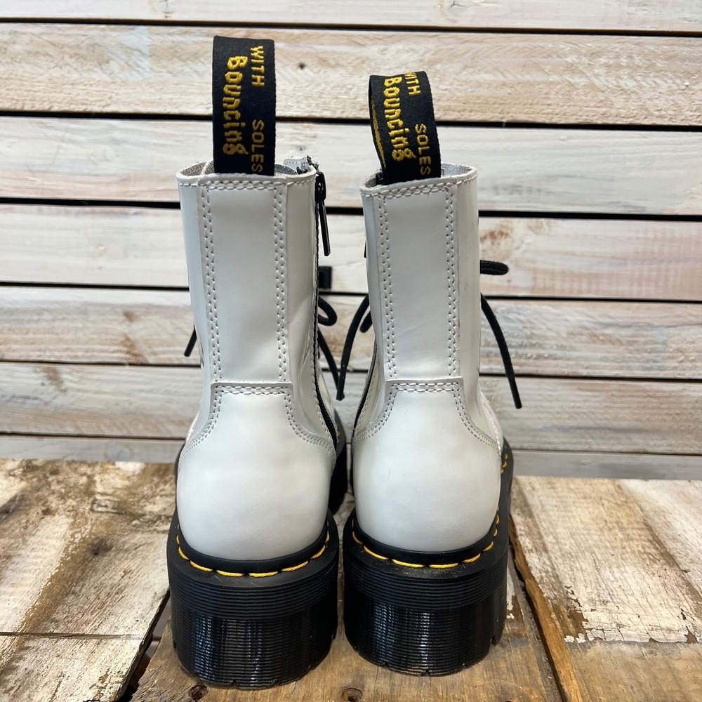 Dr Martens White Leather Jadon Platform Boots Combat Goth W8 M7 - Picture 4 of 7